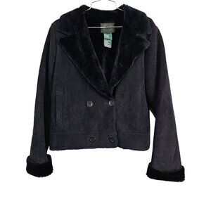 Ralph Lauren Black Label Double Breasted Notch Collar Faux Suede Coat